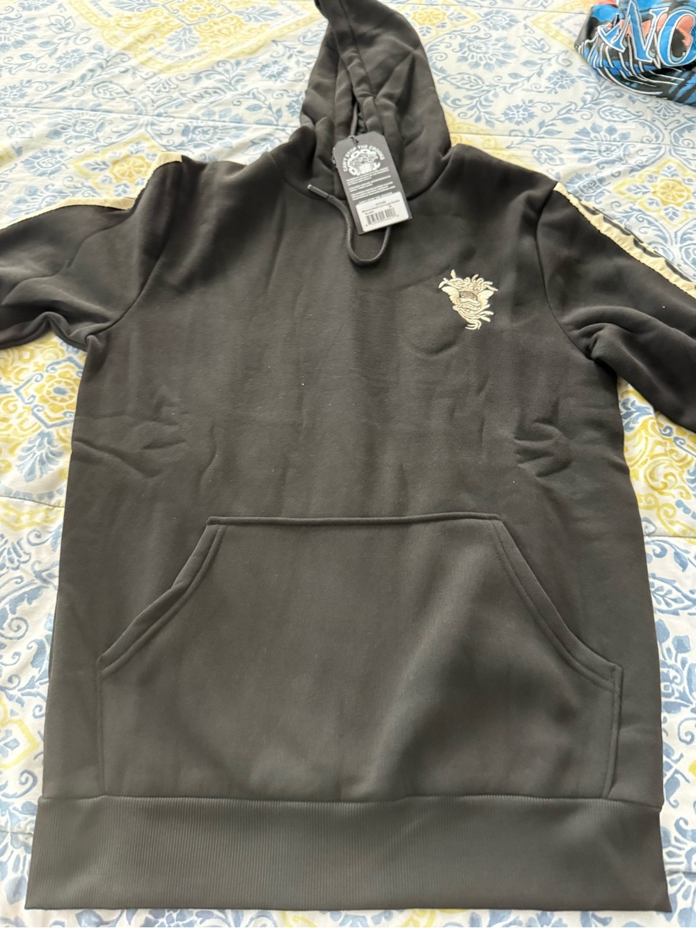 Crooks & Castles Black Hoodie with Gold Crest